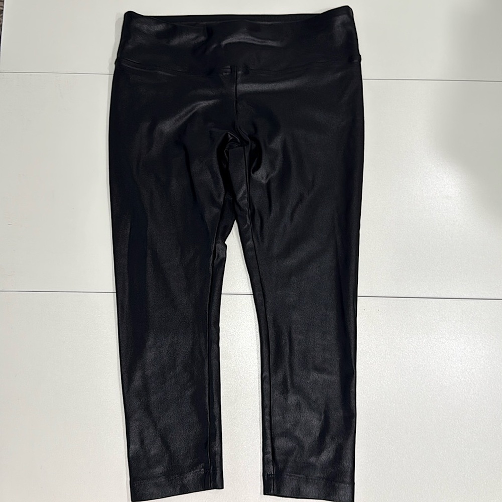 KORAL High Shine Liquid Black Gloss leggings- knee length